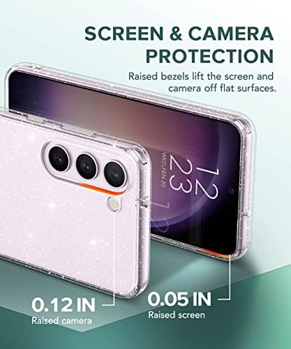 Hortune תואם ל- Samsung Galaxy S23 נצנצים, עם מגן מצלמה 2x ומגן מסך 2x, [לא מצהיב] מארז אטום הלם,
